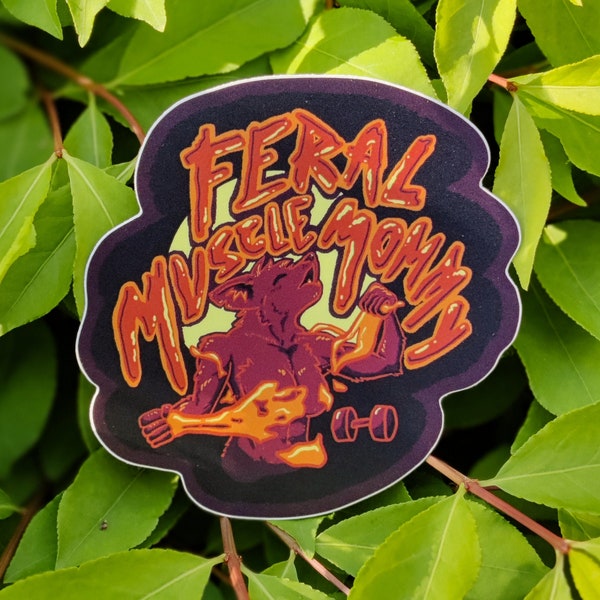 Werewolf Feral Muscle Mommy Sticker: Unleash Your Inner Monster - Waterproof Vinyl, UV Protected - Ideal for Cryptid, Monster, or Gym Lovers