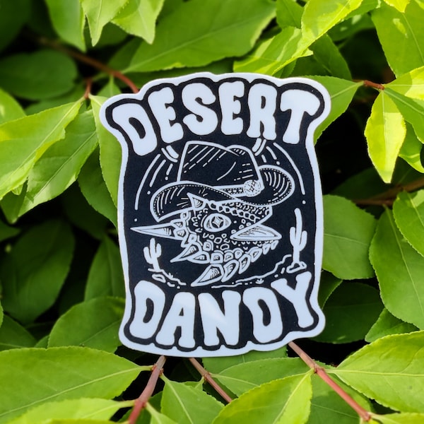 Desert Dandy Horned Lizard Sticker - Waterproof Vinyl - PVC Free - Just a fashionable little guy making his way through the desert