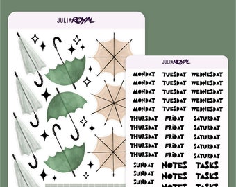 Umbrellas & Paraols Bujo Set · Planning Sticker Caddy Sheet