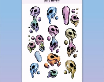 Pastel Drippy Skulls, "Lavahead" · Journal & Planner Sticker Sheets