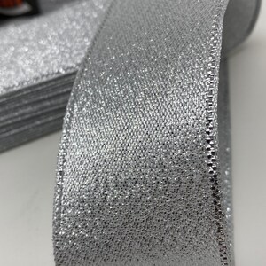 1-1/2 Inch METALLIC SILVER 40mm 100% POLYESTER Double Faced Ribbon more than 10 yards Lots of Colors to Choose From image 1