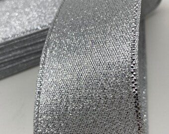 1-1/2 Inch METALLIC SILVER 40mm 100% POLYESTER Double Faced  Ribbon more than 10 yards  Lots of Colors to Choose From