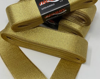 1-1/2 Inch METALLIC GOLD 40mm 100% POLYESTER Double Faced  Ribbon more than 10 yards  Lots of Colors to Choose From