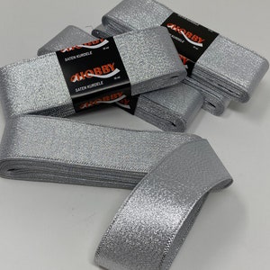 1-1/2 Inch METALLIC SILVER 40mm 100% POLYESTER Double Faced Ribbon more than 10 yards Lots of Colors to Choose From image 2