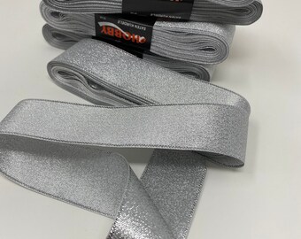 1-1/4 Inch METALLIC SILVER  30mm 100% POLYESTER Double Faced  Ribbon more than 10 yards  Lots of Colors to Choose From