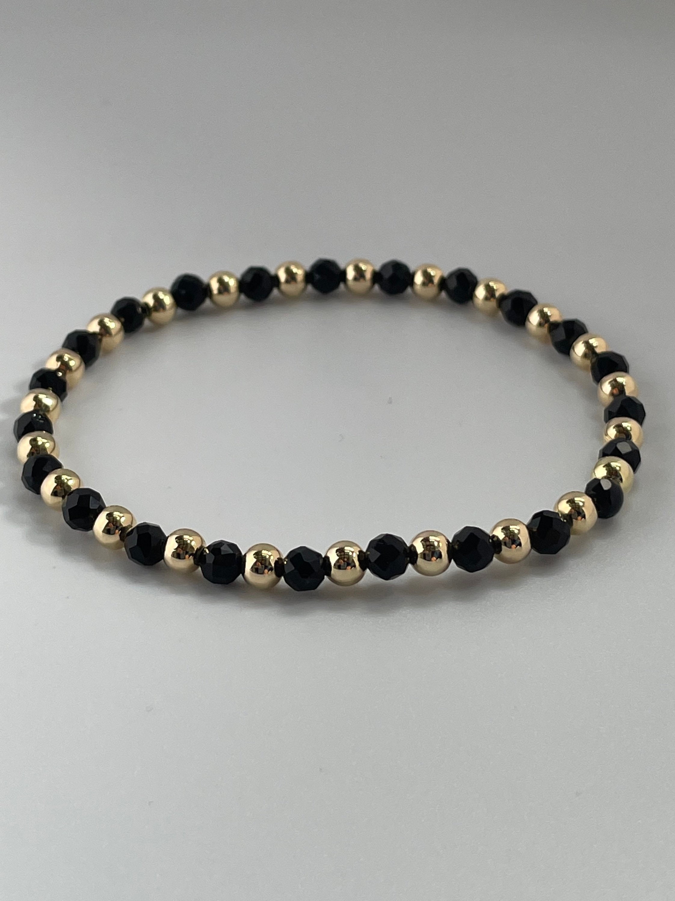 Black Tourmaline Bracelet Tourmaline Bracelet Gold Filled Etsy
