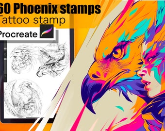 60 Phoenix Stamps for procreate! THE BEST!! Must have for tattooers easy to stencil