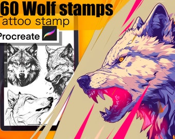60 Best Wolf Stamps for procreate!! Must have for tattooers easy to stencil