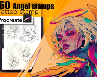 60 Angels Stamps for procreate! THE BEST!! Must have for tattooers easy to stencil