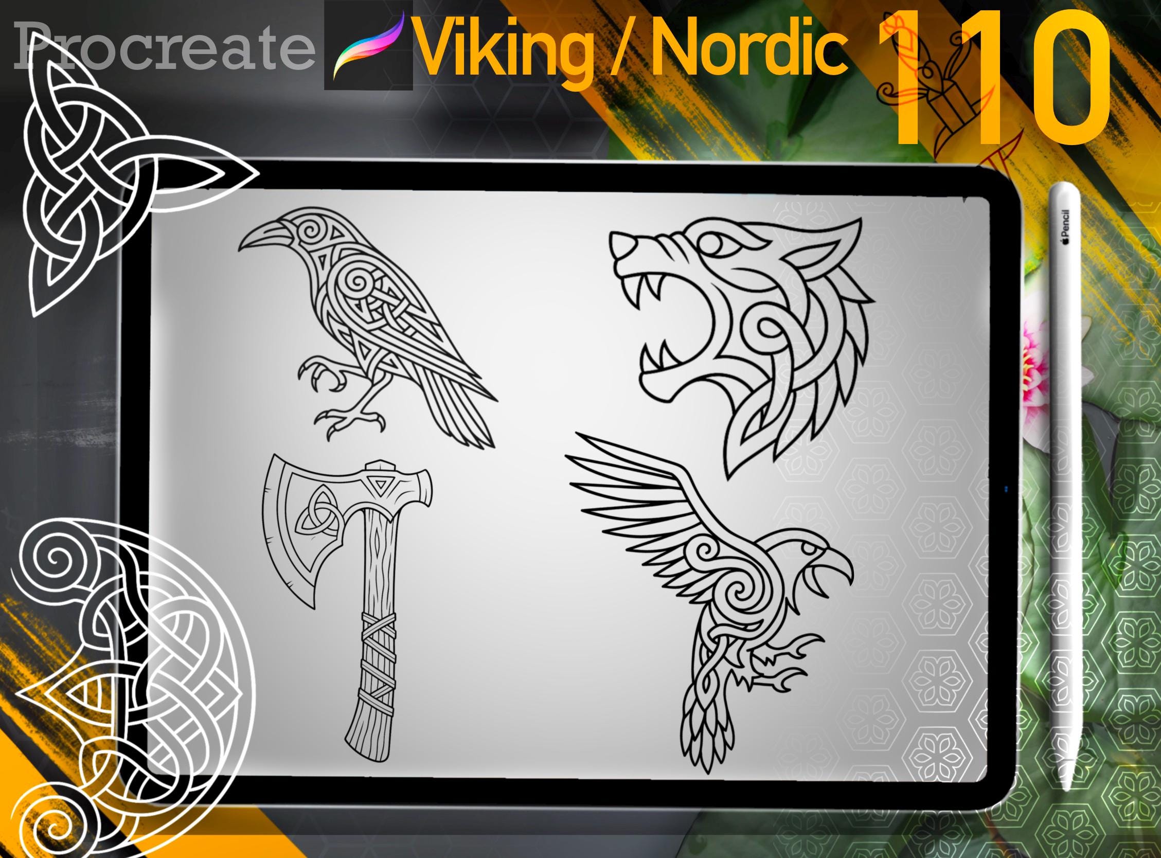 110 Viking / Nordic Motifs - Symbols Brushset for Procreate – Runes ...