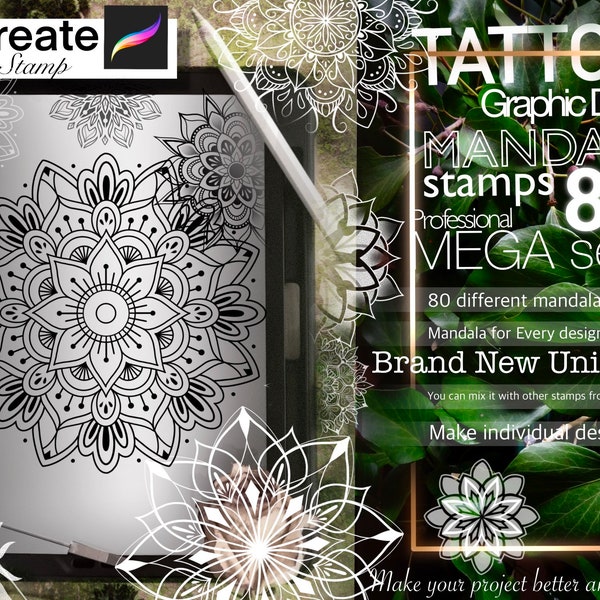 80 Mandala stamps for Procreate  ULTRA Set !! Must have for tattooers and designers