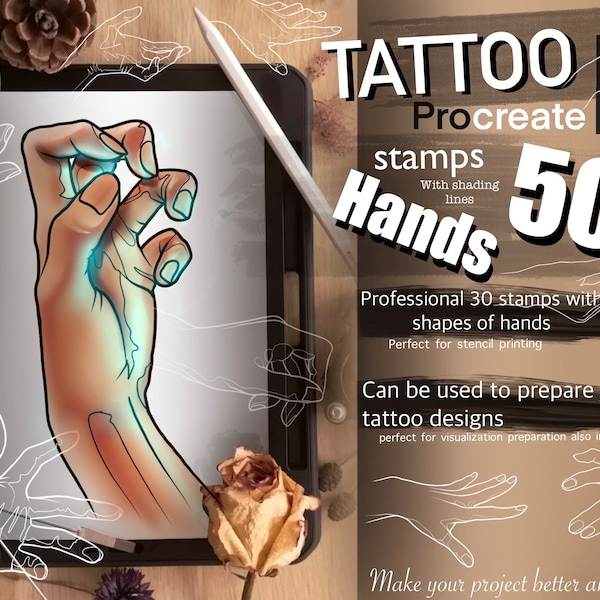 50+ Hands Stamps  (30+ kind of hands) Included shading lines SUPER SET