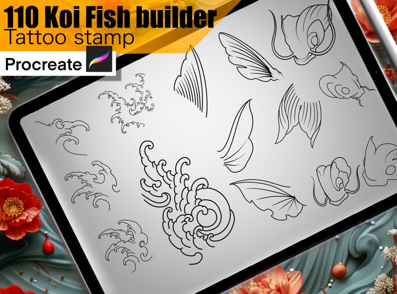 Procreate Koi Fish Tutorial 110 Koi Fish Builder for Procreate!! Must Have for Tattooers (you Can ...