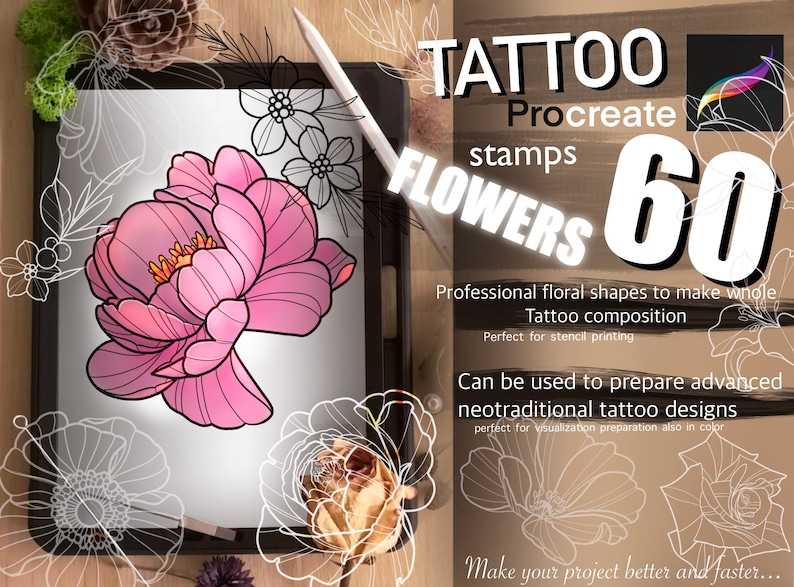 60 Procreate Floral Stamps SUPER SET | Etsy