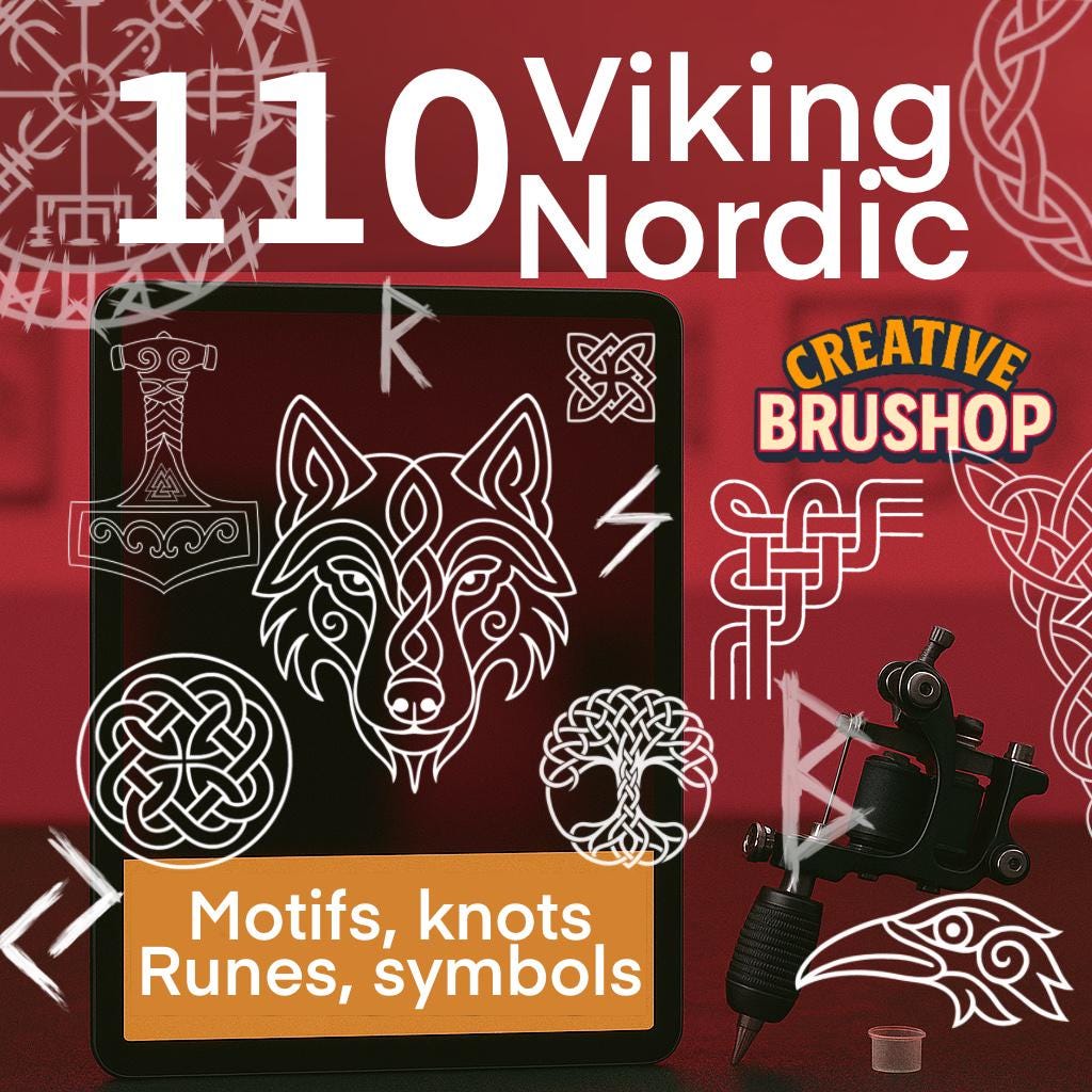 110 Viking / Nordic Motifs - Symbols Brushset for Procreate – Runes ...