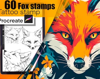 60 Fox Stamps for procreate!! Must have for tattooers easy to stencil