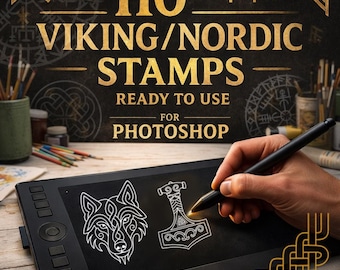 110 Viking / Nordic Motifs - Symbols Brushset for Photoshop– Runes, Knots & Mythical Designs /PC Version