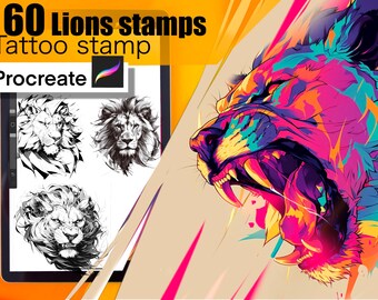 60 Best Lion Stamps for procreate!! Must have for tattooers easy to stencil