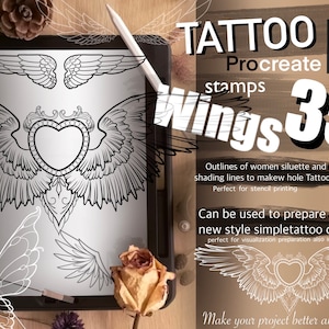 35 WINGS stamps for Procreate GREAT !! Must have for tattooers