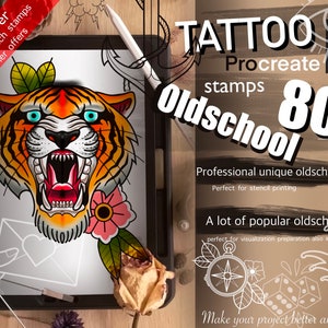 80+ Oldschool stamps for Procreate GREAT!! Must have for tattooers (A lot of professional unique design of oldschool flashes)