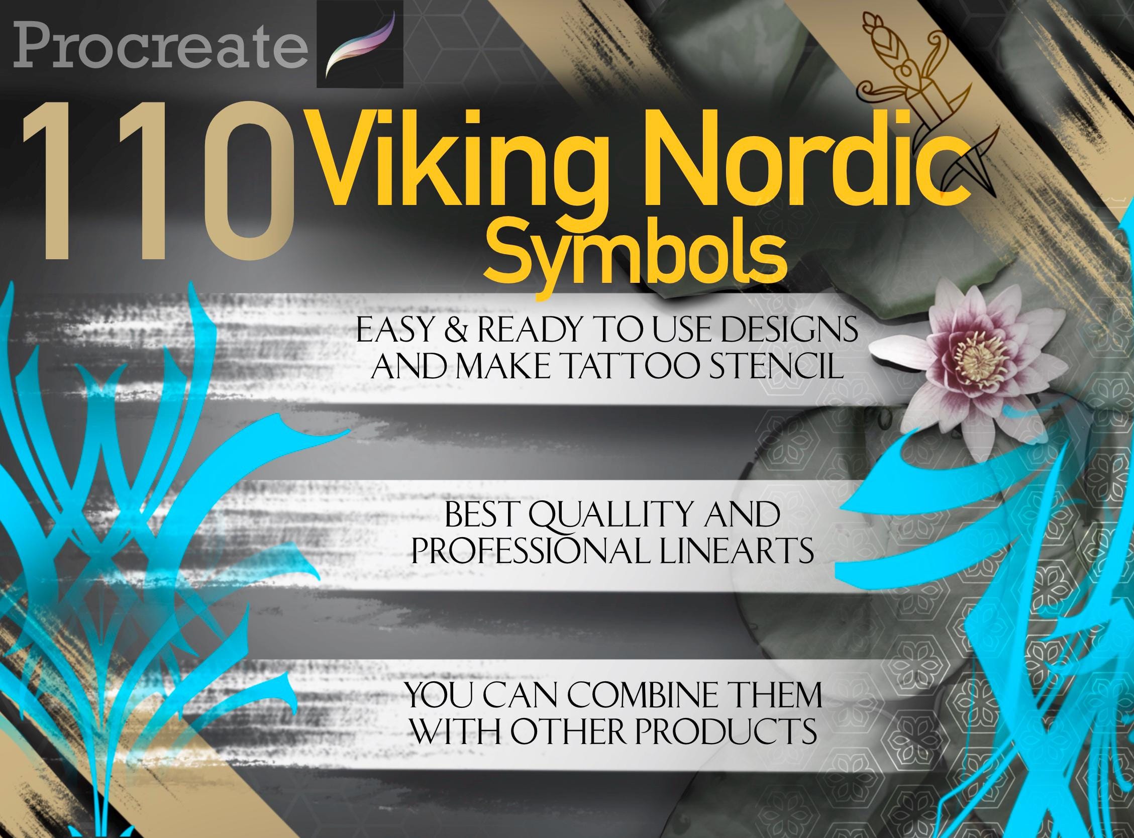 110 Viking / Nordic Motifs - Symbols Brushset for Procreate – Runes ...