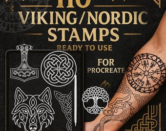 110 Viking / Nordic Motifs - Symbols Brushset for Procreate – Runes, Knots & Mythical Designs