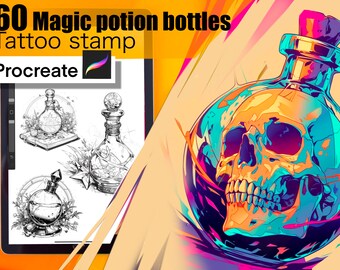 60 potion bottle Stamps for procreate!! Must have for tattooers easy to stencil