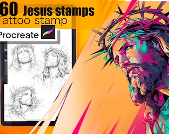 60 Jesus Stamps for procreate! THE BEST!! Must have for tattooers easy to stencil
