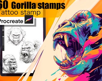 60 Gorilla Stamps for procreate! THE BEST!! Must have for tattooers easy to stencil