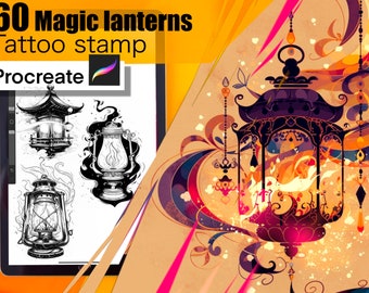 60 Best Lantern Stamps for procreate!! Must have for tattooers easy to stencil