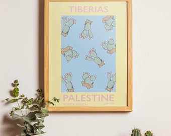 Palestine Art Print | Tiberias Prickly Pear Cactus Design (Digital Download)
