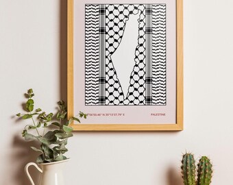 Palestine Keffiyeh Poster | Palestine map (Digital Download)