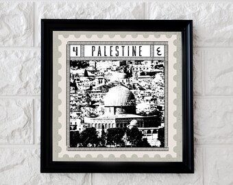 Vintage Palestine Postage Stamp Art Print | Palestine Wall Decor