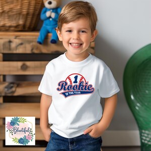 Rookie of the Year Toddler Short Sleeve Tee, Baseball Theme Birthday, First Birthday, Second Birthday, Family Matching Birthday