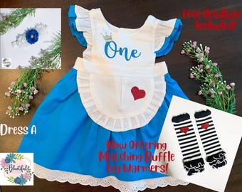 Alice in ONEderland Wonderland First Birthday Dress, Baby Girl Smash Cake Outfit