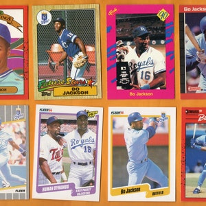 Bo Jackson 1987 - 1992 Lote de beisebol de 15 cartas com cartão ROOKIE Kansas City Royals Chicago White Sox em perfeitas condições SB