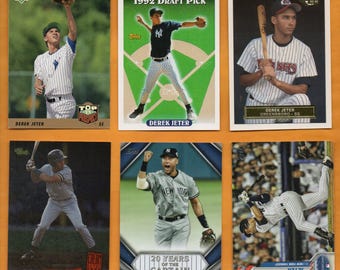 Derek Jeter 1993 - 2020 New York Yankees 6 card lot with 3 ROOKIE cards