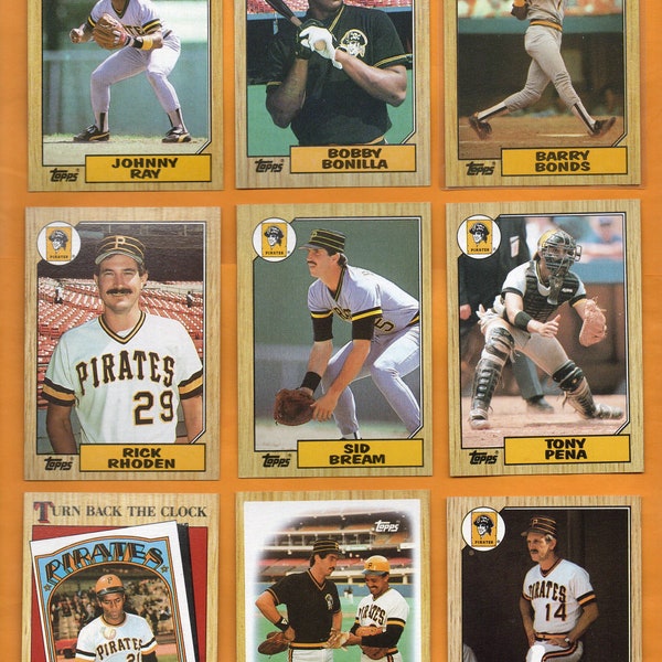 VINTAGE Pittsburgh Pirates 1987 & 1989 Topps deluxe team sets Barry Bonds ROOKIE Bobby Bonilla Sid Bream Tony Pena Near Mint to Mint