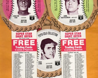 Carl Yastrzemski in 1977 Pepsi-Cola Collection Glove Discs with Boston Red Sox Fisk and Lynn no creases