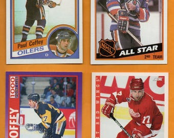 Paul Coffey 1984 - 1994 4 card lot Edmonton Oilers Pittsburgh Penquins Detroit Red Wings HOF