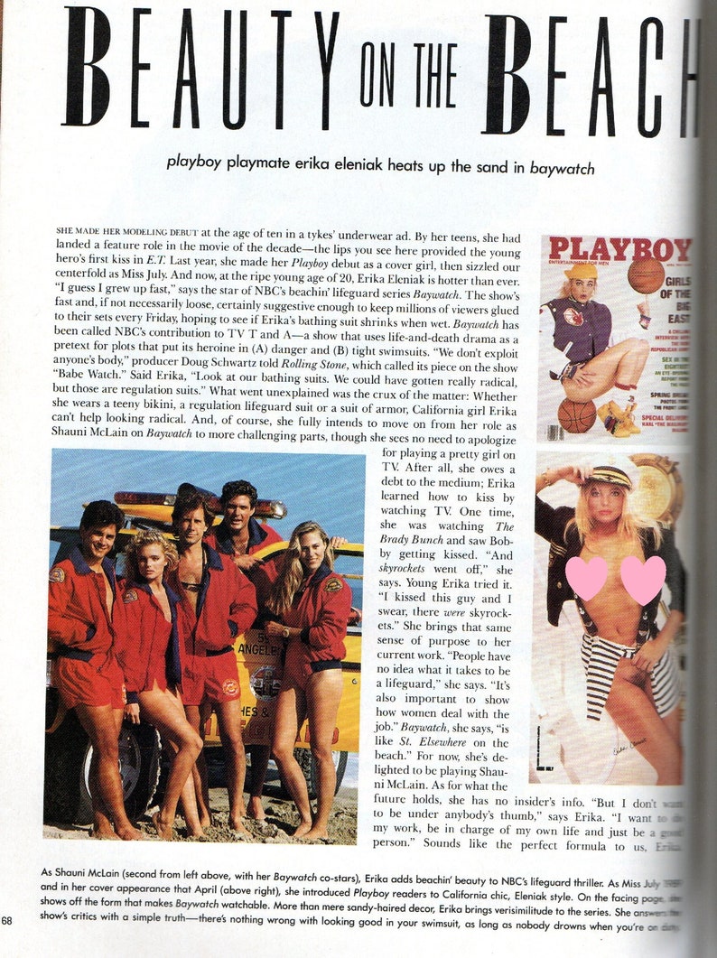 Erika Eleniak Pictorial in Vintage 1990 August Playboy Melissa Etsy