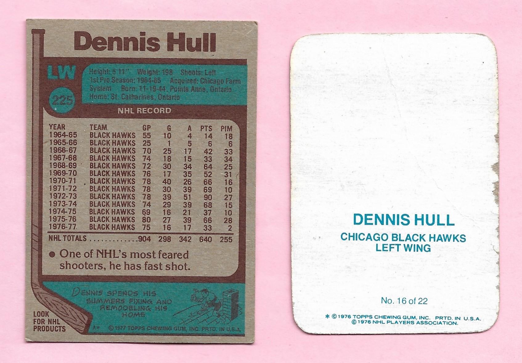 ボビー・ハルのサイン入りチケットと1976年～1993年のボビー・デニスと