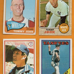 Tommy John 1965-1988 Topps 4-kaartpartij Chicago White Sox Dodgers Yankees met laatste kaart EX - NM