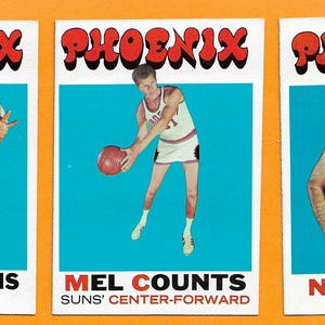 Phoenix Suns 1971 - 1972 Topps 3 Kartenspiel EXMT+ Mel Counts Clem Haskins Neal Walk