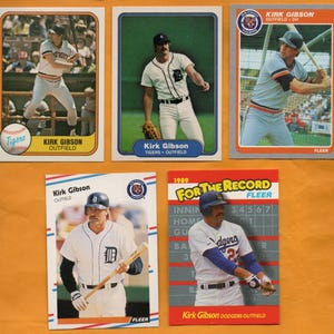 Kirk Gibson 1981 - 1989 Lote de 5 tarjetas Fleer con ROOKIE