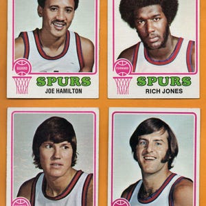 San Antonio Spurs 1973 - 1974 Lot de 4 cartes de basket-ball Topps ABA Hamilton Jones Netolicky Swift EXMT