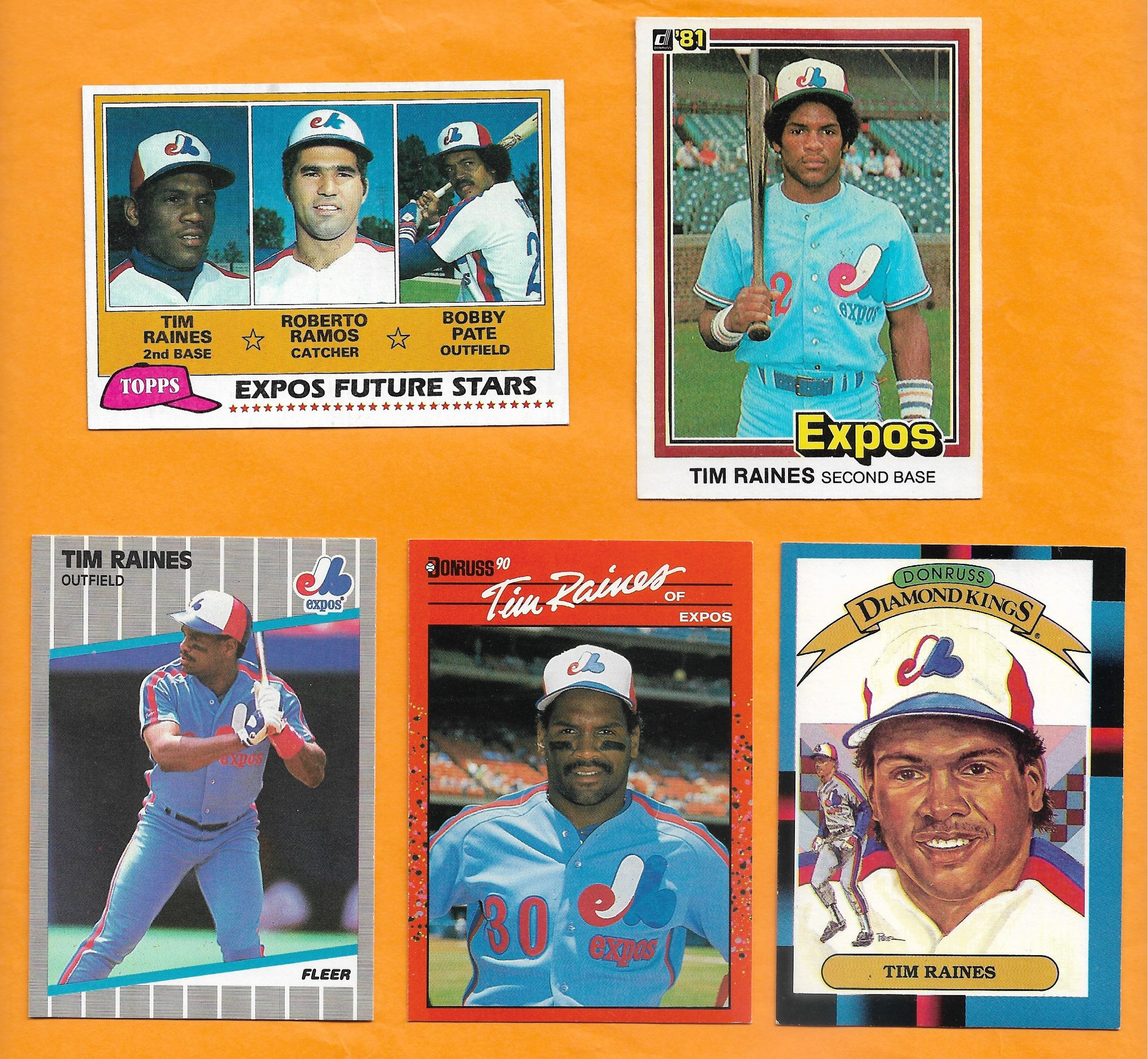 VINTAGE Tim Raines 1981 1990 10 Card Montreal Expos Lot With 