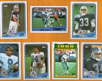 Dallas Cowboys 1988 Topps 13 card team set with Tony Dorsett Herschel Walker Too Tall Jones Near Mint