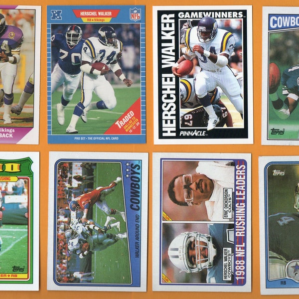 VINTAGE Herschel Walker 1987 - 1991 8 card lot Dallas Cowboys Minnesota Vikings Georgia Bulldogs Near Mint to MINT