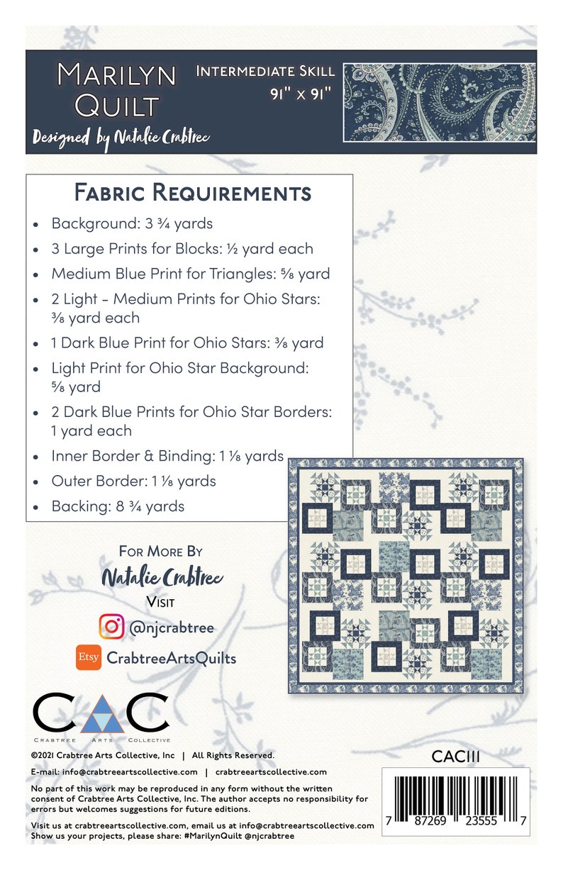 Marilyn Quilt Printed Pattern | Etsy